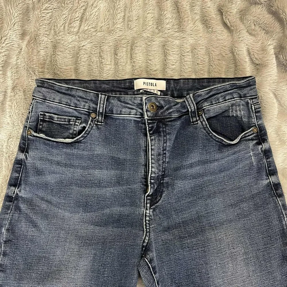 Pistola Jeans Womens 32 Blue Mid Rise Skinny Stretch Faded Wash Denim Casual - Picture 3 of 10